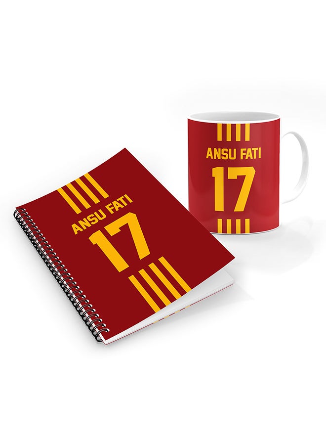 Stylizedd Designer Printed Coffee Mug + A5 Spiral Notebook Memo Notepad Journal Personalised Combo Gift Set Football Team - Spain ,Ansu Fati