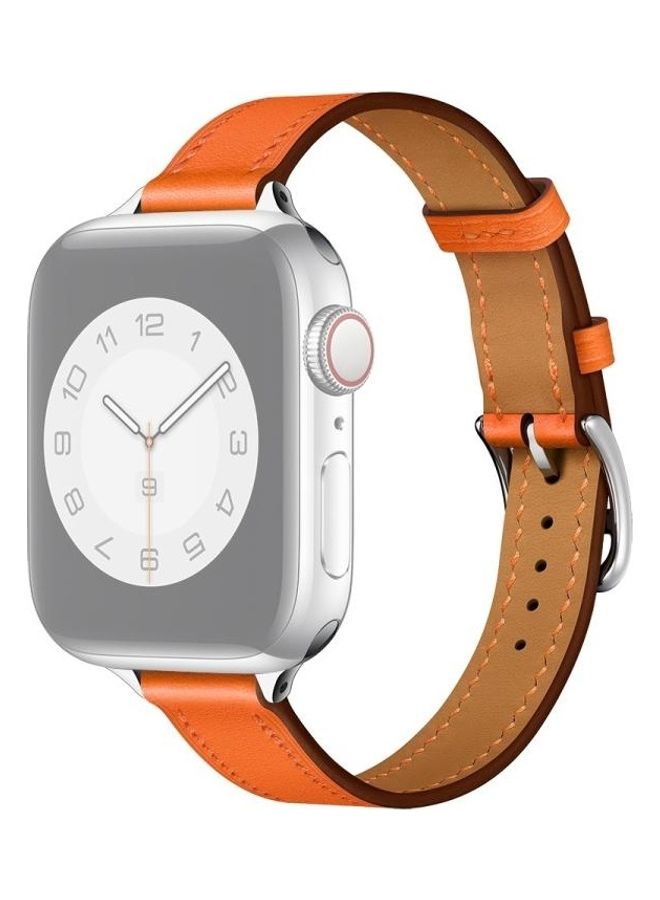 نيبمينينت سوار بديل صغير من الجلد لساعة أبل سيريس 7/6/SE/5/4/3/2/1 مقاس 38/40/41 مم برتقالي - Image 1