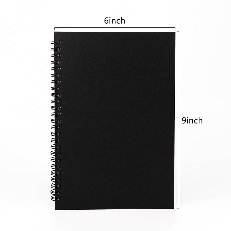 DSTELIN DSTELIN 9 inch x 6 inch, 100GSM, Blank Spiral Notebook, 1-Pack, Soft Cover, Sketch book, 160 Pages / 80 Sheets, (Black)  - Image 2