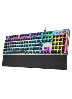 AULA F2088 104 Keys Wired Gaming Mechanical Punk Keyboard Mixed Light Effect Metal Panel with Wrist Pad Black(Blue Switches)  - Image 1