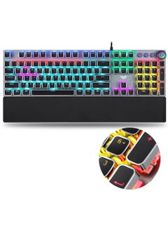 AULA F2088 104 Keys Wired Gaming Mechanical Punk Keyboard Mixed Light Effect Metal Panel with Wrist Pad Black(Blue Switches)  - Image 3