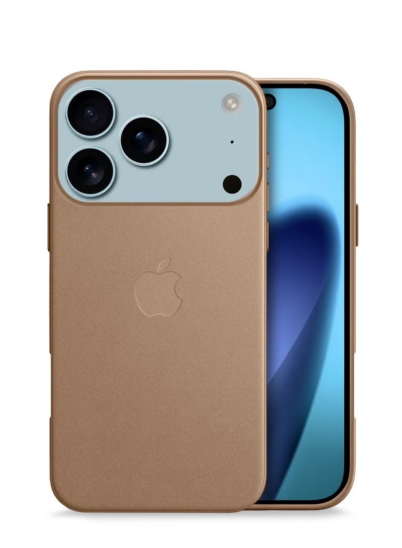 دبليو تيك غطاء شحن لاسلكي بحافظة جلدية فاخرة مغناطيسية لأبل آيفون 17 برو ماكس 5G 2025 - ذهبي - Image 1