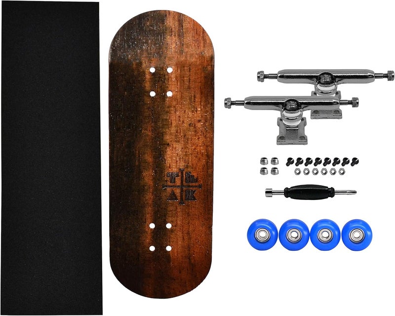 Teak Tuning 34mm Pro Fingerboard Complete - Fully Assembled with Pro Level Components - Pro Shaped Wooden Deck (34x97mm), UltraSpin Bearing Wheels, Prodigy Gen2 Trucks - Blue Suede Shoes - Image 3