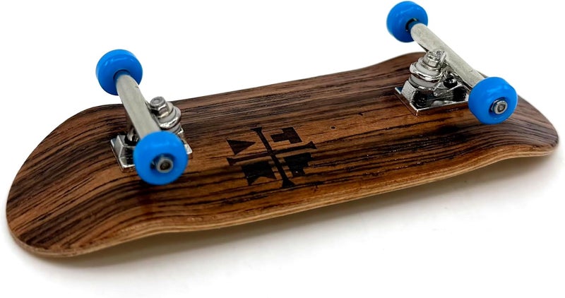 Teak Tuning 34mm Pro Fingerboard Complete - Fully Assembled with Pro Level Components - Pro Shaped Wooden Deck (34x97mm), UltraSpin Bearing Wheels, Prodigy Gen2 Trucks - Blue Suede Shoes - Image 2