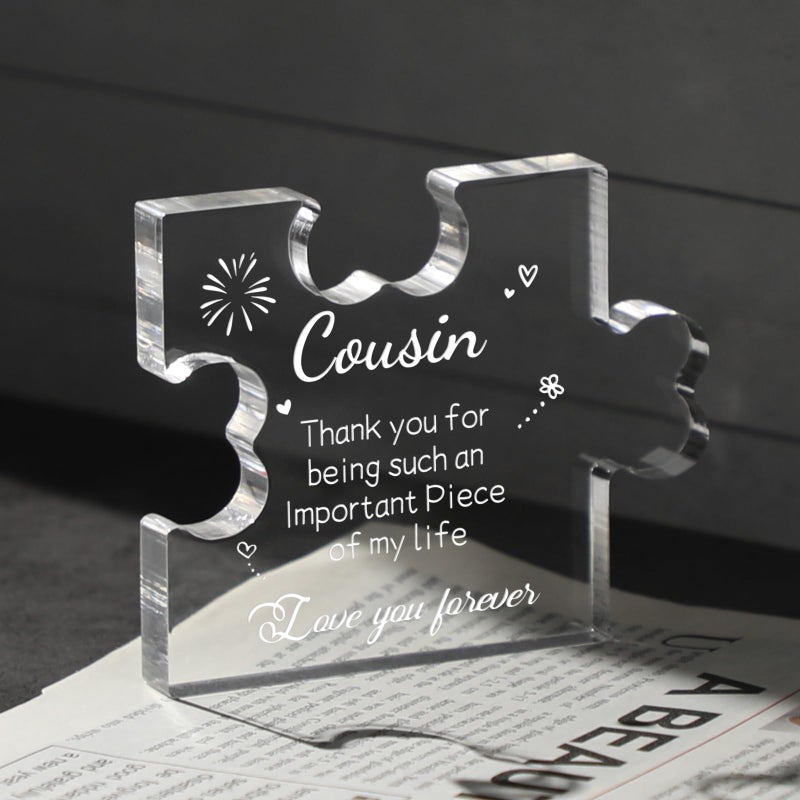 Funnli Cousin Gifts Acrylic Puzzle Plaque - Cousin Gifts for Women 3.35 x 2.76 Inch Desk Decorations - Gifts for Cousins Female  Birthday Christmas Wedding Card Gifts for Cousin from Sister Brother - Image 5