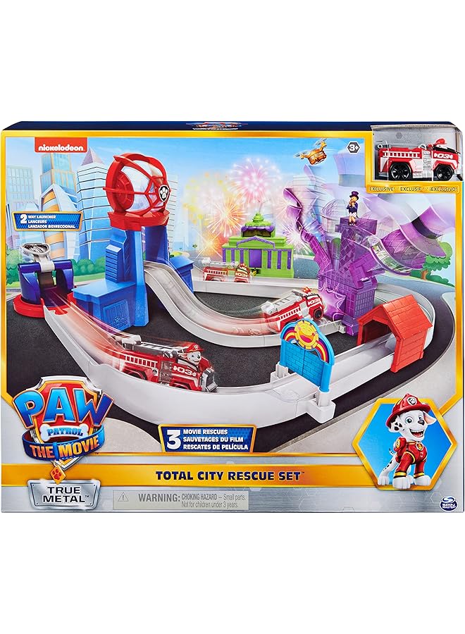 PAW PATROL True Metal Total City Rescue Movie Track Set With Exclusive Marshall Vehicle 1 55 Scale Kids Toys For Ages 3 And Up - Image 1