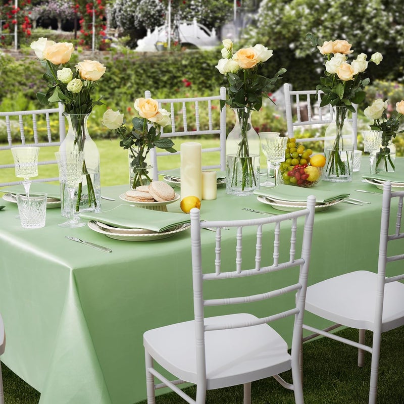 Counfeisly 1 Pack Satin Table Cover Rectangle Silkly Soft Table Cloth, Satin Dining Table Cloths for Wedding Banquet Table Decoration, Dining Room, Indoor and Outdoor Use, 60 x 84 Inches, Sage Green - Image 4