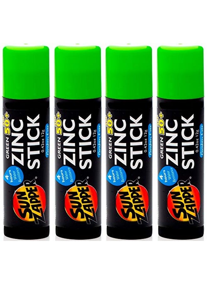 Sun Zapper - Zinc Stick Mineral Sunscreen Green Spf 50+ Water Resistant For Face & Body Adults Kids 4Pack Broad Spectrum Sun Block Made In Australia - Image 1