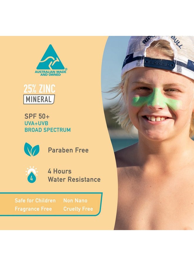 Sun Zapper - Zinc Stick Mineral Sunscreen Green Spf 50+ Water Resistant For Face & Body Adults Kids 4Pack Broad Spectrum Sun Block Made In Australia - Image 1