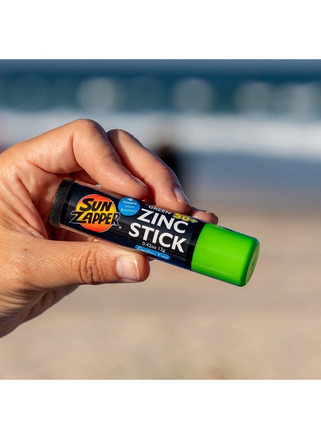Sun Zapper - Zinc Stick Mineral Sunscreen Green Spf 50+ Water Resistant For Face & Body Adults Kids 4Pack Broad Spectrum Sun Block Made In Australia - Image 1