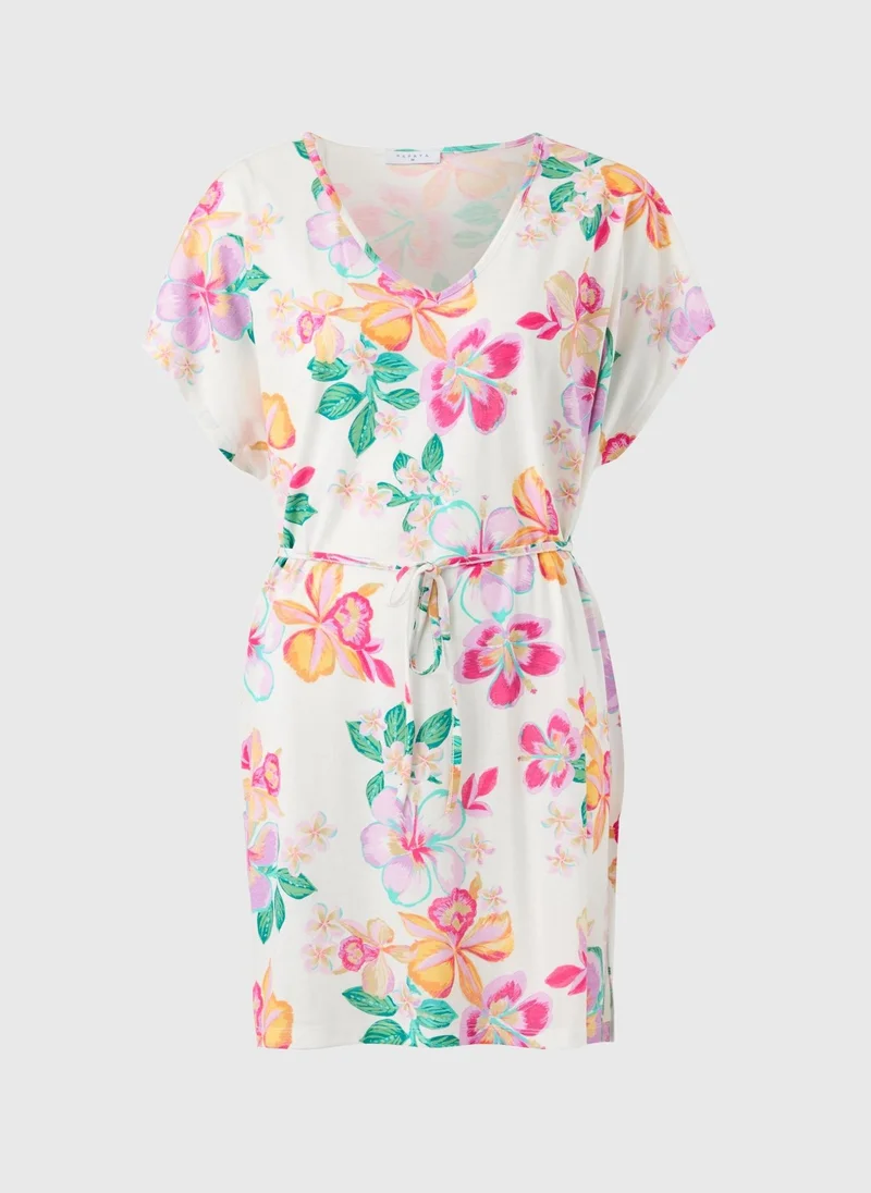 ماتلان White Tropical Floral Kaftan