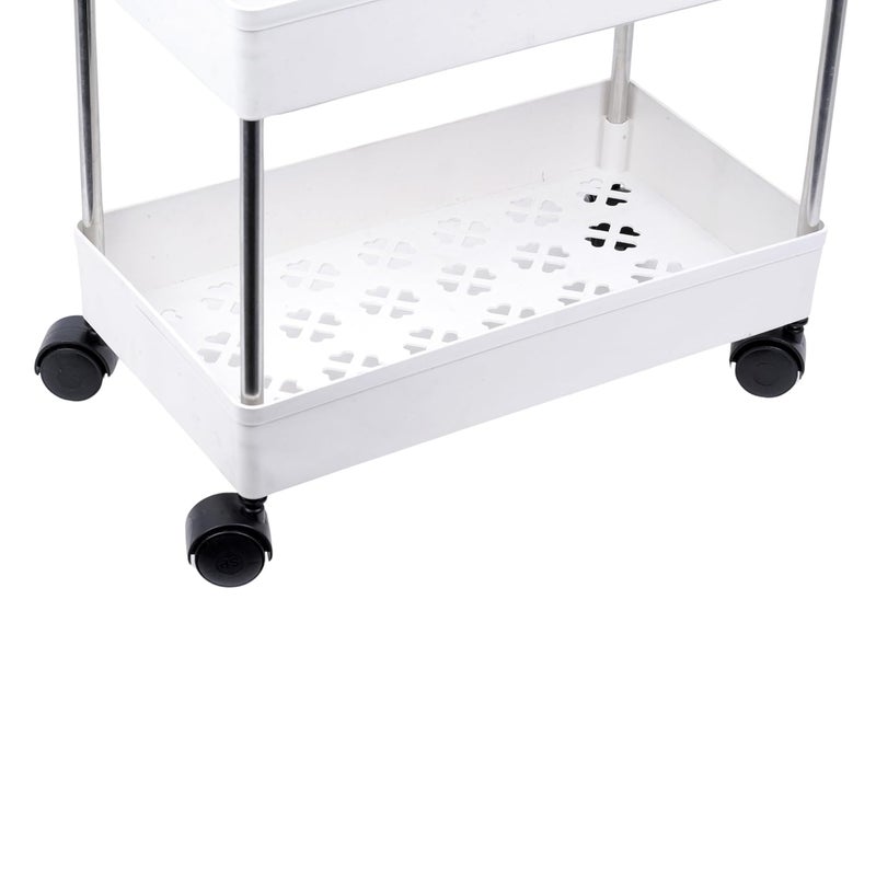 Leaffybezz Plastic Space Saving Storage Organizer Rack Shelf with Wheels for Kitchen Office Bathroom and Bedroom 5 Layer White - Image 4