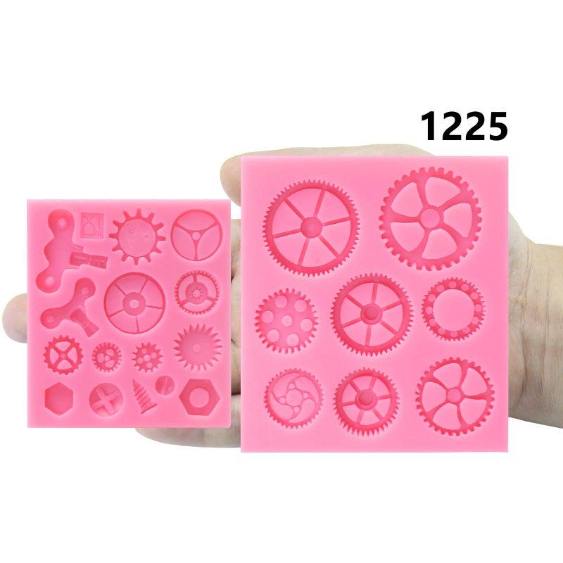 Funshowcase Steampunk Style Clock Watch Wheel Cogs Gears Candy Silicone Mold for Sugarcraft  Cake Decoration  Cupcake Topper  Fondant  Jewelry  Polymer Clay  Crafting Projects  2 in Set - Image 3