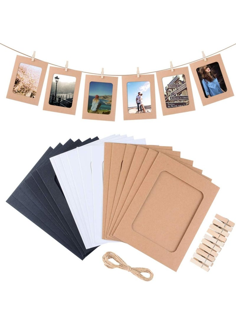 أوزيغالور 30 إطاراً من ورق الكرافت لصور 4 × 6 مع مشابك غسيل وحبال - ديكور الحائط - Image 1