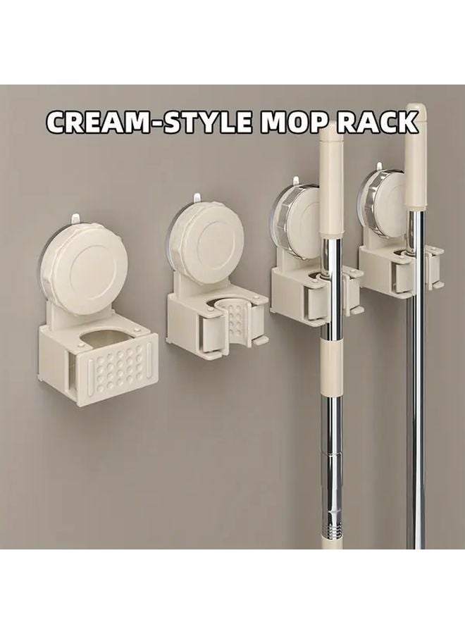 Gun Gray Mop And Broom Holder Wall Mounted With 3 Suction Cups Space Saving Storage Rack - Image 4