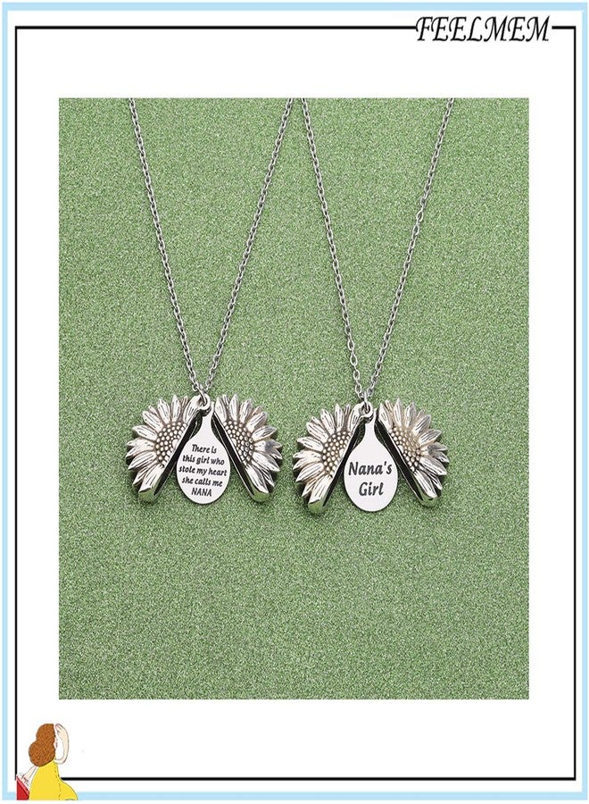 FEELMEM Nana's Sunflower Pendant Granddaughter Necklace Nana Necklace Set Grandma and Granddaughter Gifts - Image 4