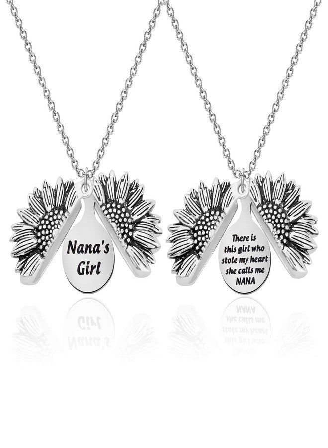 FEELMEM Nana's Sunflower Pendant Granddaughter Necklace Nana Necklace Set Grandma and Granddaughter Gifts - Image 1