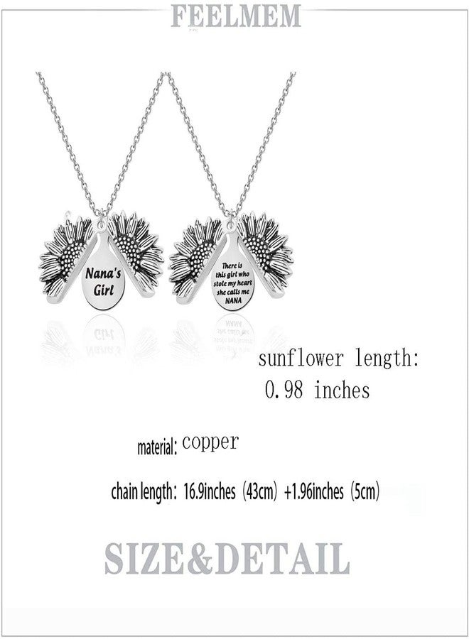 FEELMEM Nana's Sunflower Pendant Granddaughter Necklace Nana Necklace Set Grandma and Granddaughter Gifts - Image 2