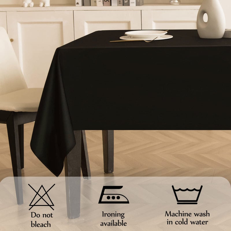 Aocoz Black Tablecloth - Rectangle 60 x 84 Inch Stain-Wrinkle Resistant Washable Tablecloth Decorative Table Cover for Dining Table Parties  Wedding - Image 4