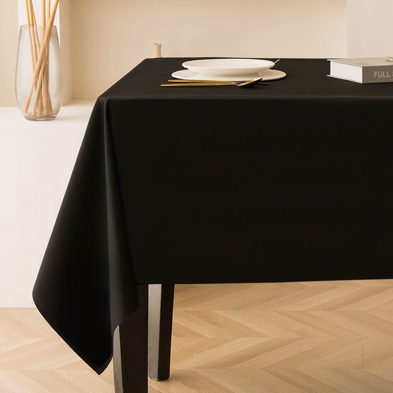 Aocoz Black Tablecloth - Rectangle 60 x 84 Inch Stain-Wrinkle Resistant Washable Tablecloth Decorative Table Cover for Dining Table Parties  Wedding - Image 2