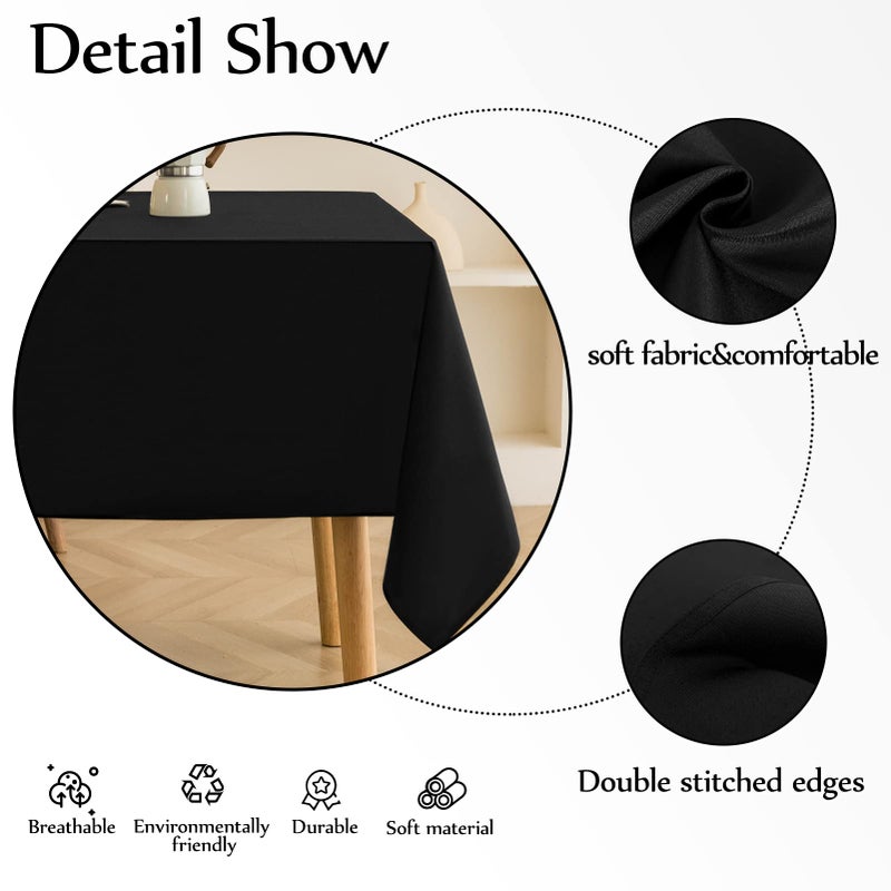 Aocoz Black Tablecloth - Rectangle 60 x 84 Inch Stain-Wrinkle Resistant Washable Tablecloth Decorative Table Cover for Dining Table Parties  Wedding - Image 5