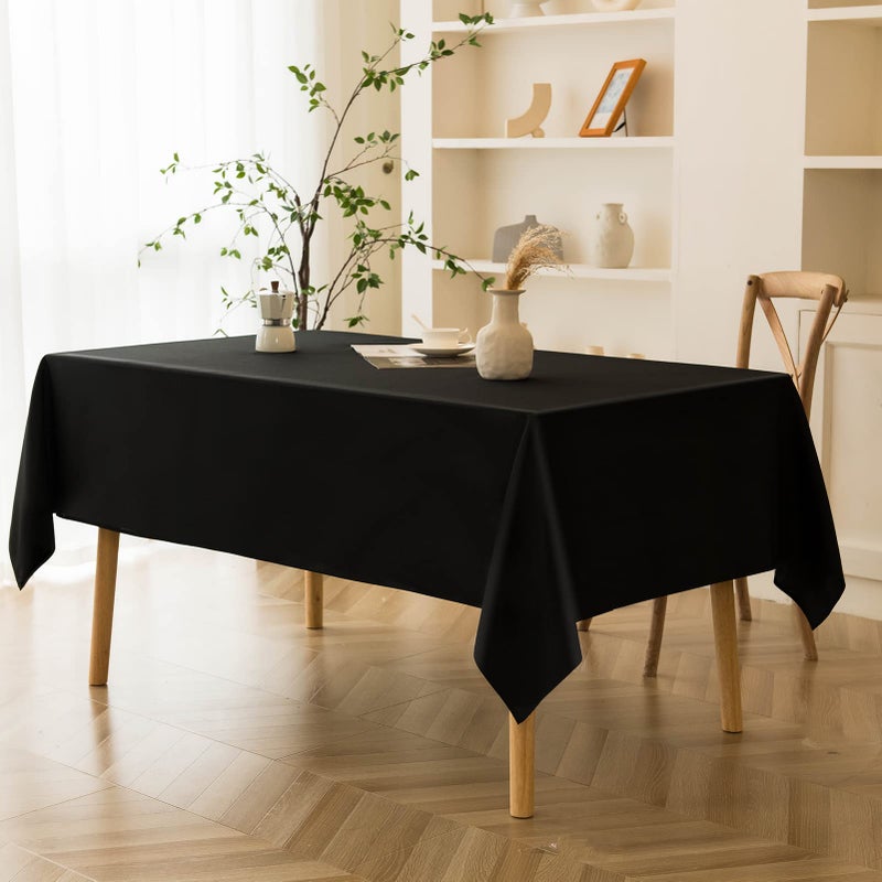 Aocoz Black Tablecloth - Rectangle 60 x 84 Inch Stain-Wrinkle Resistant Washable Tablecloth Decorative Table Cover for Dining Table Parties  Wedding - Image 3