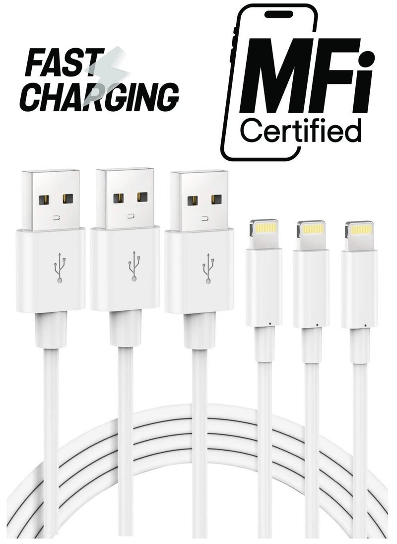 ELTRAZONE Lightning Cable MFi Certified iPhone Charger Cable, 3Pack 2M Extra Long Lightning to USB Cable Fast Charging & Syncing iPhone Cord for iPhone 11 Pro Xs Max X 8Plus 7Plus 6SPlus iPad - White - Image 1