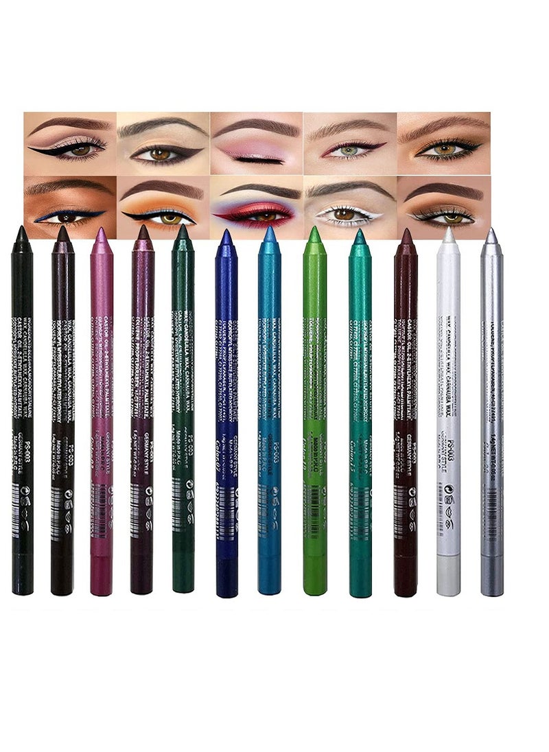 evpct - evpct 12Pcs Green Blue White Black Brown Purple Color Gel Glitter Eyeliner Pencils Set for Women Waterline Waterproof Smudge Proof lapiz de ojos delineador de ojos contra el agua Eye Liner Makeup 1 - Image 1