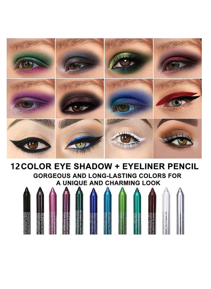 evpct - evpct 12Pcs Green Blue White Black Brown Purple Color Gel Glitter Eyeliner Pencils Set for Women Waterline Waterproof Smudge Proof lapiz de ojos delineador de ojos contra el agua Eye Liner Makeup 1 - Image 1