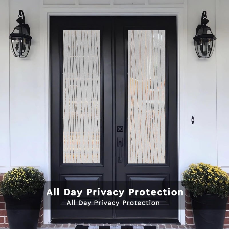 NINETREX Window Privacy Film,Frosted Glass Window Film,Window Frosting Film,Decorative Front Door Coverings Non-Adhesive Anti-UV Window Sticker for Home Office,Stripe Pattern,17.5 x 78.7Inches - Image 3