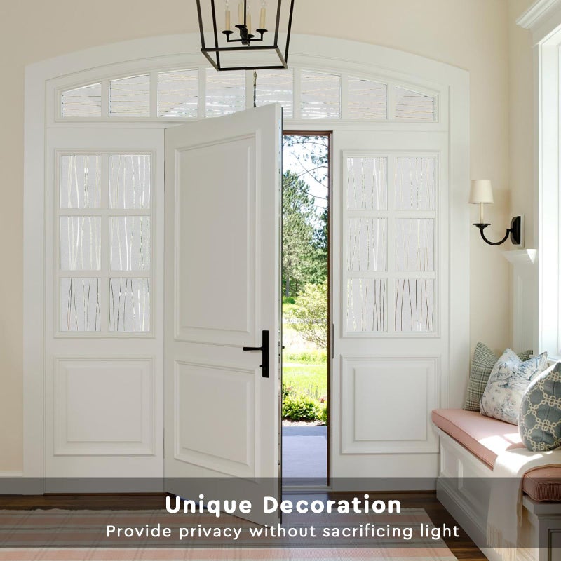 NINETREX Window Privacy Film,Frosted Glass Window Film,Window Frosting Film,Decorative Front Door Coverings Non-Adhesive Anti-UV Window Sticker for Home Office,Stripe Pattern,17.5 x 78.7Inches - Image 4