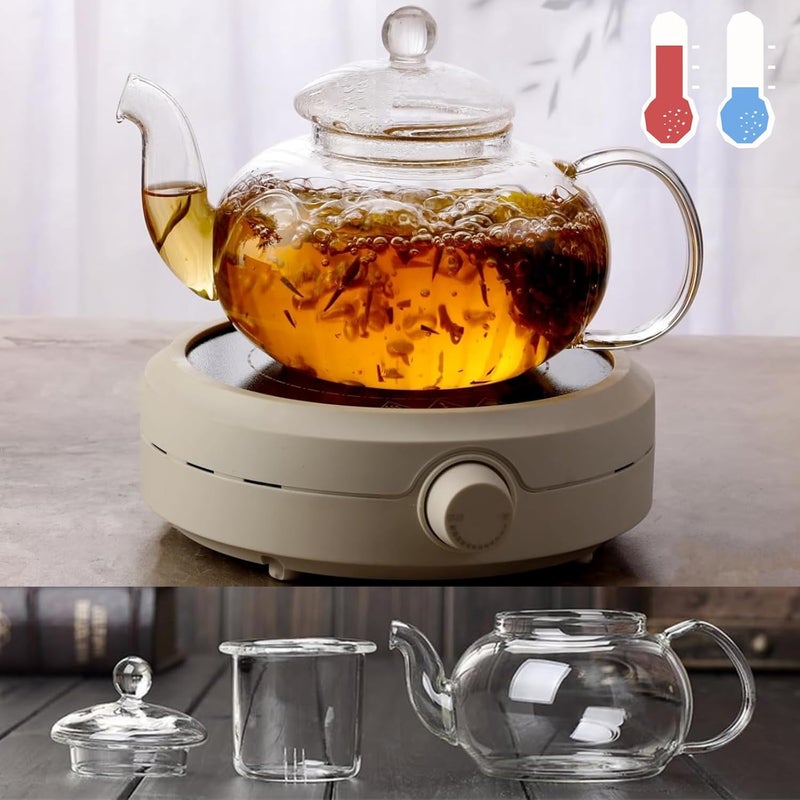 Atarvana Glass Teapot Set with Removable Infuser, 600ml Glass Tea Kettle with Loose Tea Infuser, 100ml Tea Cup & Saucer Set of 4, Elegant Blooming Tea Gift Set - Image 5