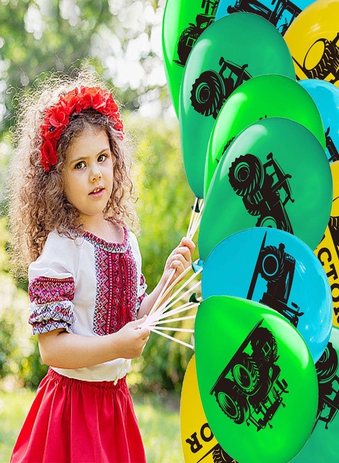 ATSMOICY 50 Pieces Tractor Themed Party Balloons - Farm Green Tractor Birthday Party Supplies Decorations Favors Printed Latex Balloon - Image 3