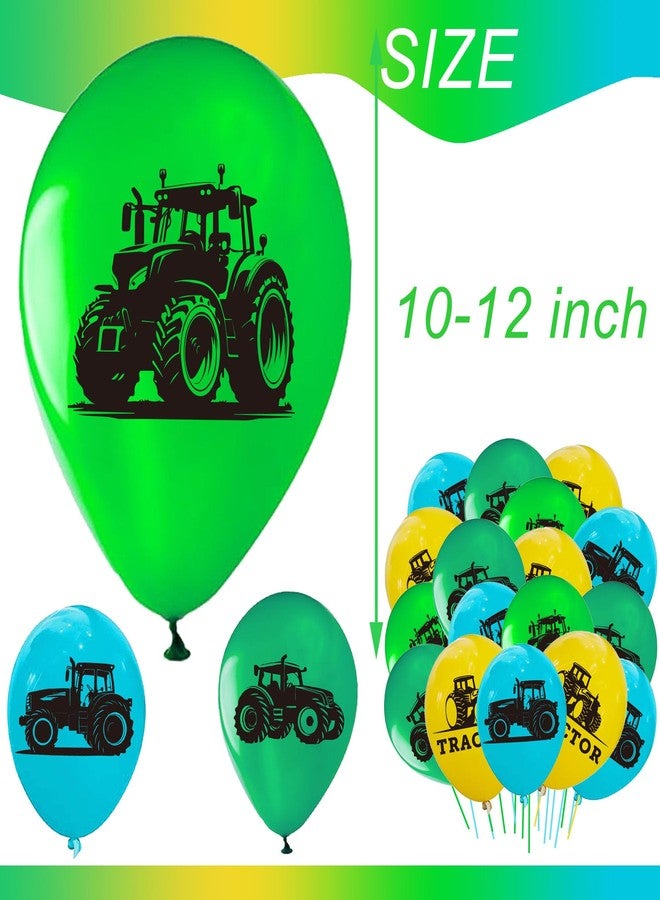 ATSMOICY 50 Pieces Tractor Themed Party Balloons - Farm Green Tractor Birthday Party Supplies Decorations Favors Printed Latex Balloon - Image 2