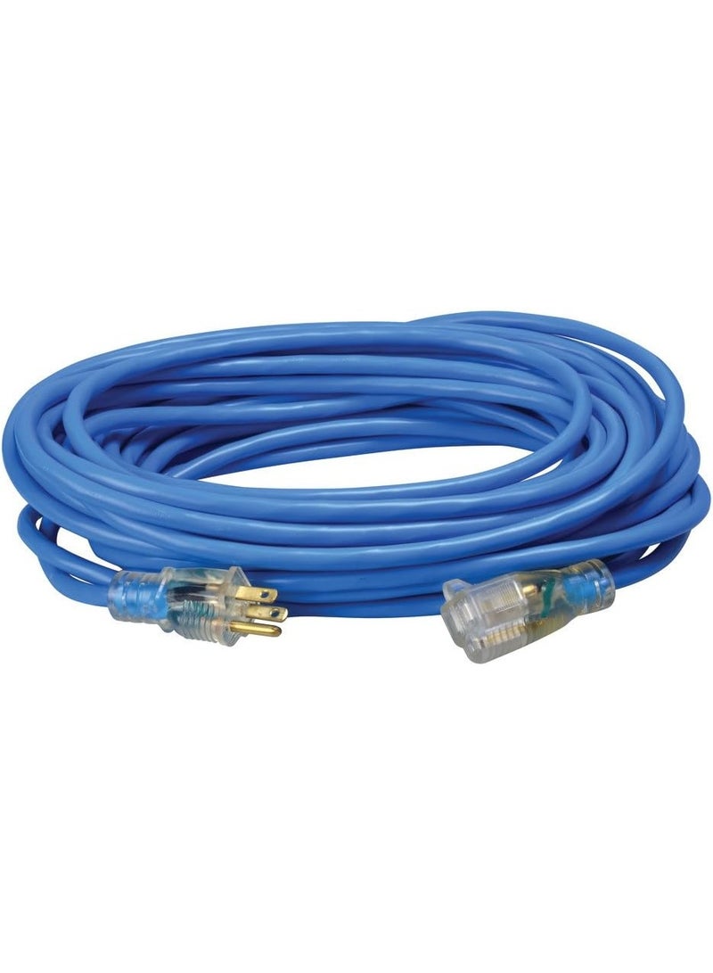 Southwire Low Temp Outdoor Extension Cord - 14/3 Gauge - Cold-Weather Vinyl Jacket - Resists Oil, Grease, & Moisture - UL Listed & Meets OSHA Specificiations - For Heavy Duty Tools - Blue - 50 Feet - Image 1