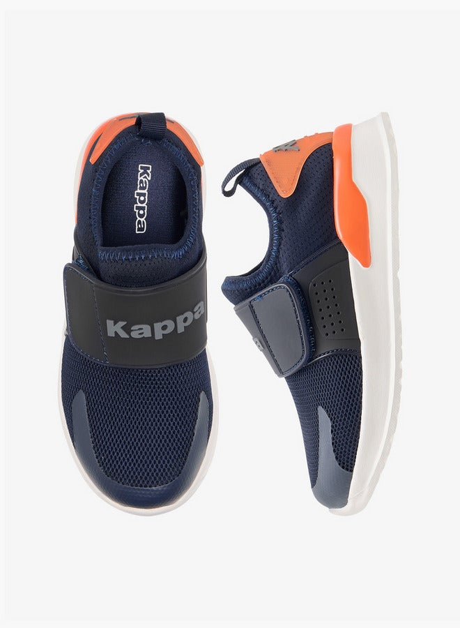 Kappa Boys' Logo Detail Sports Shoes with Hook and Loop Closure - Image 1