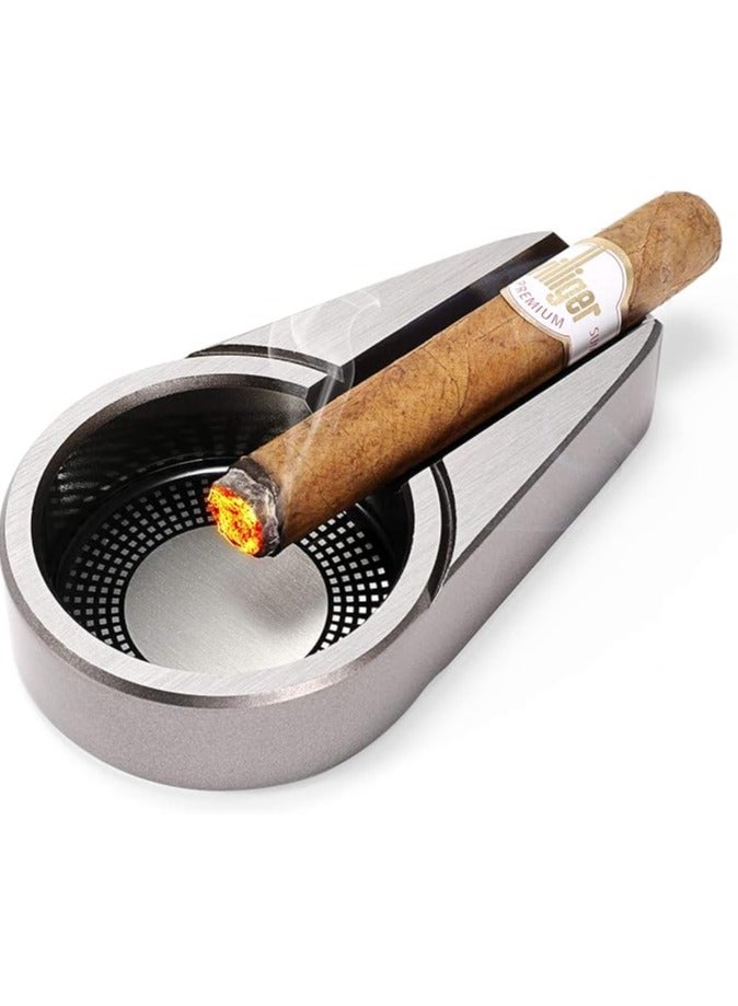 منفضة سيجار، منفضة سيجار للسفر، منفضة معدنية فضية - Image 2