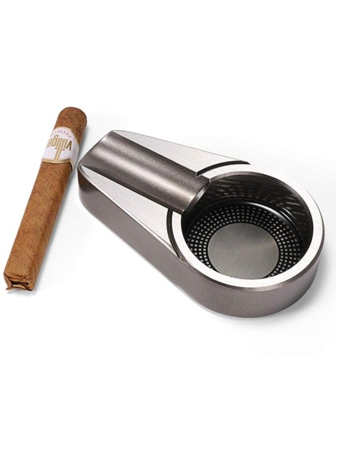 منفضة سيجار، منفضة سيجار للسفر، منفضة معدنية فضية - Image 5