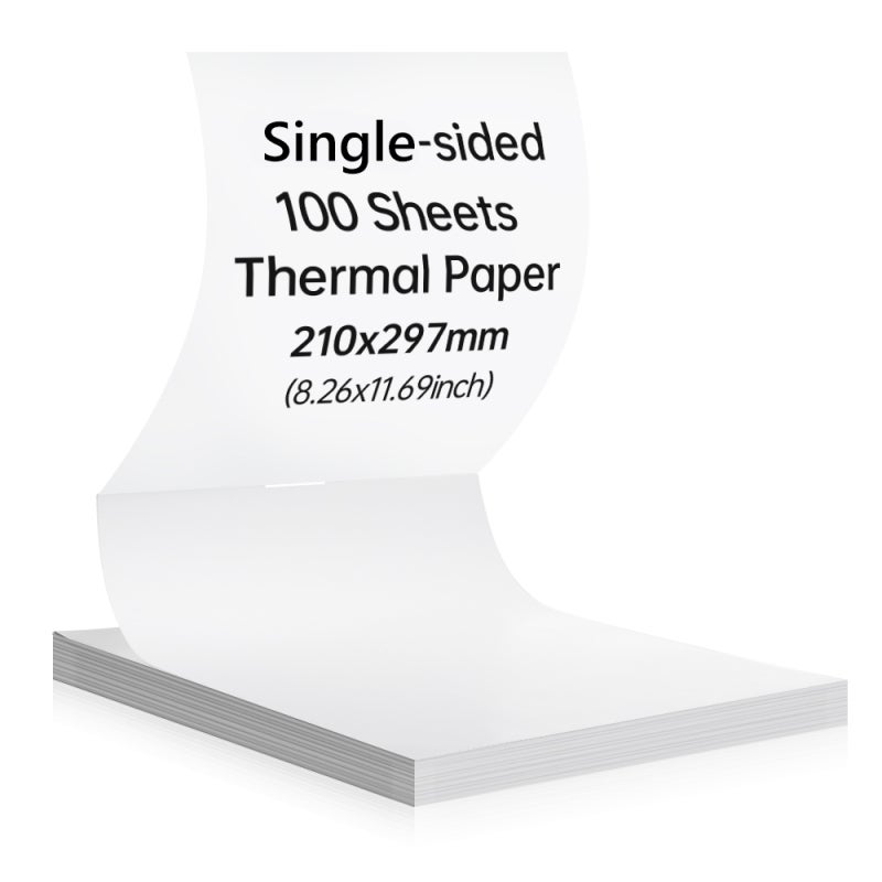 A4 Thermal Paper: 210x297mm Waterproof & Oil-Resistant Single-sided Thermal Paper - 3-Year Image Retention Thermal Paper for PeriPage A40, P40 Printers, Home, Office, Study Use - Image 1
