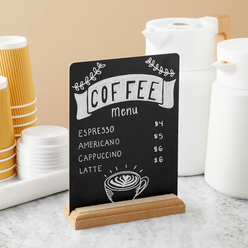 Juvale 6 Pack Mini Chalkboard Signs with Stand for Table Decorations, Restaurant Food Display, Message Boards, Small Business, Wedding, Banquet, Coffee Shop (6 x 8 Inches) - Image 2