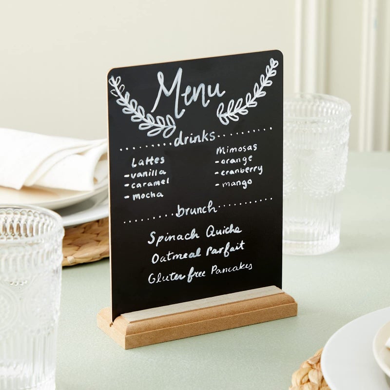 Juvale 6 Pack Mini Chalkboard Signs with Stand for Table Decorations, Restaurant Food Display, Message Boards, Small Business, Wedding, Banquet, Coffee Shop (6 x 8 Inches) - Image 3