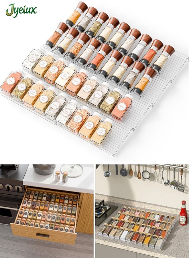 Jyelux Spice Drawer Organizer, 8 Pack Acrylic Seasoning Organizer Rack, Clear Spice Rack Tray, Kitchen Seasoning Jars Drawers Insert (Jars Not Included/Expandable From 9in to 17.7in) - Image 1