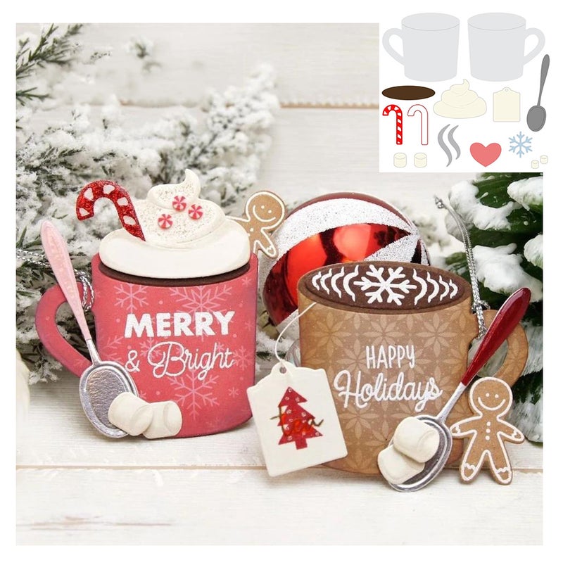 BeetirryHu Mugs Kisses Metal Die Cuts, Mugs Kisses Cutting Dies Cut Stencils Card Paper Craft DIY Template Metal Cutting Dies Album Embossing Paper Dies for Card Making Scrapbooking - Image 1