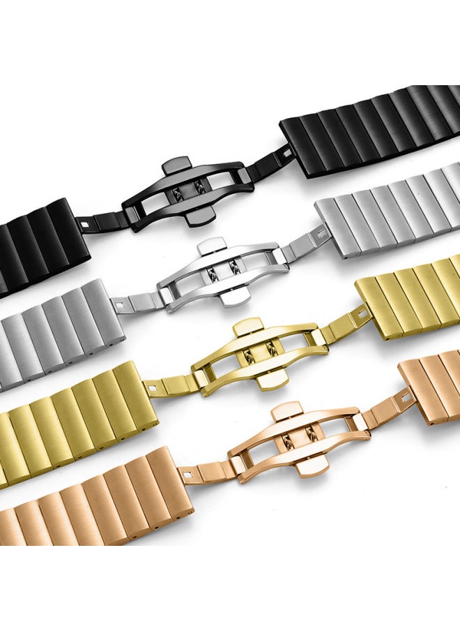 Generic - For AppleApplewatch For HuaweiGT Solid Bead Bamboo Butterfly Buckle Iwatch Smart Watch Strap-Color:2 Black [solid Butterfly Buckle]]-Specifications:Suitable For Apple42-44-45-49mm - Image 1