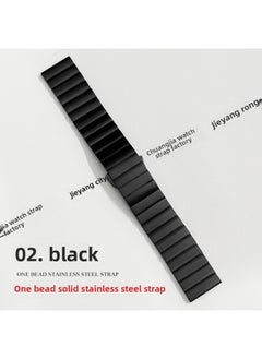 For AppleApplewatch For HuaweiGT Solid Bead Bamboo Butterfly Buckle Iwatch Smart Watch Strap-Color:2 Black [solid Butterfly Buckle]]-Specifications:Suitable For Apple42-44-45-49mm