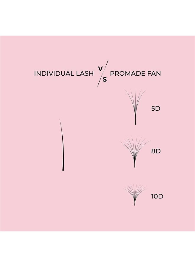 LLBA Promade Fans | Handmade Volume Eyelashes | Multi Selections From 3D To 16D | C CC D DD L M Curl | Thickness 0.03~0.1 mm | 8-20mm Length | Long Lasting | Easy Application (5D-0.07 D 10 mm) - Image 3