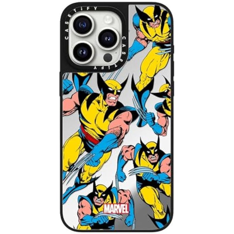 Casetify Mirror iPhone 15 Pro Max Case 【Deadpool & Wolverine Co-Lab / 4.9ft Drop Protection/Magsafe】 - Wolverine Pattern Case - Silver on Black - Image 3