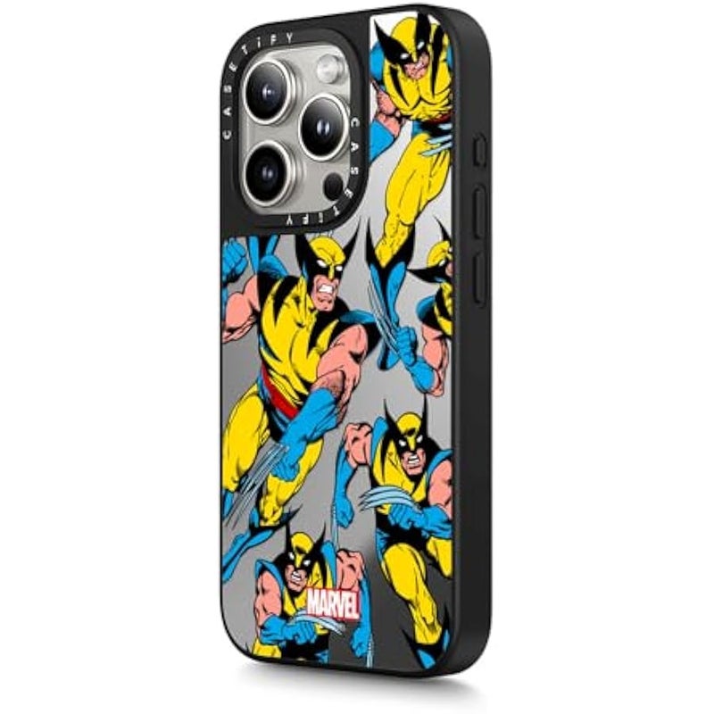 Casetify Mirror iPhone 15 Pro Max Case 【Deadpool & Wolverine Co-Lab / 4.9ft Drop Protection/Magsafe】 - Wolverine Pattern Case - Silver on Black - Image 5