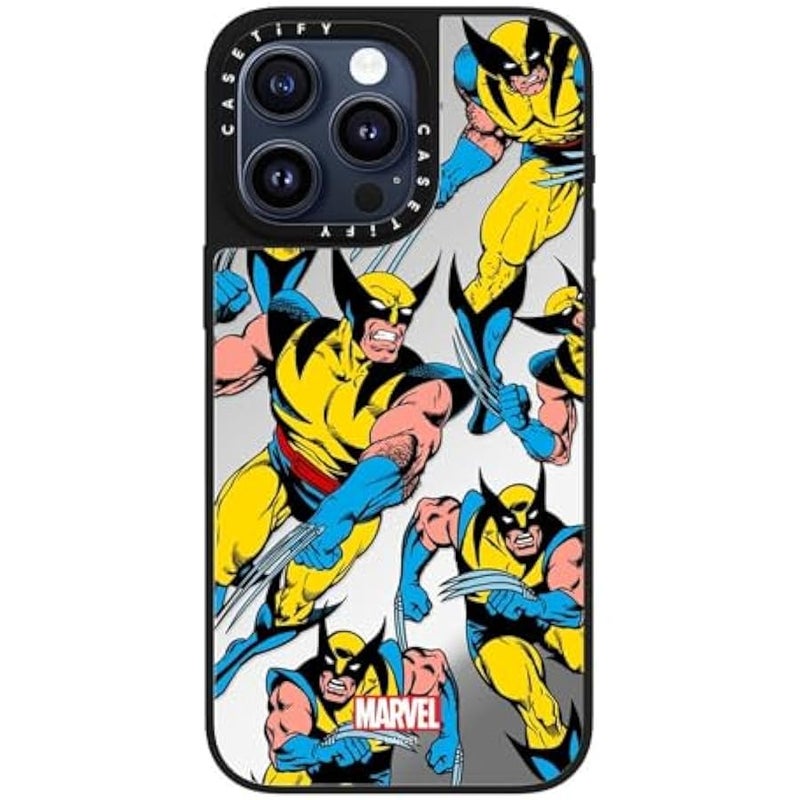 Casetify Mirror iPhone 15 Pro Max Case 【Deadpool & Wolverine Co-Lab / 4.9ft Drop Protection/Magsafe】 - Wolverine Pattern Case - Silver on Black - Image 2