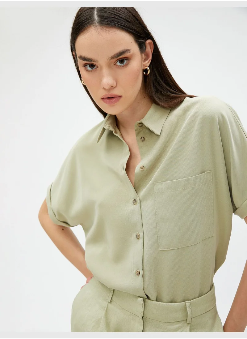 كوتون Modal Mix Short Sleeve Crop Shirt